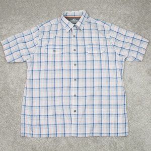 Croft & Barrow Quick-Dry‎ Shirt Mens Large Blue/Pink/White Cotton Stretch S/S